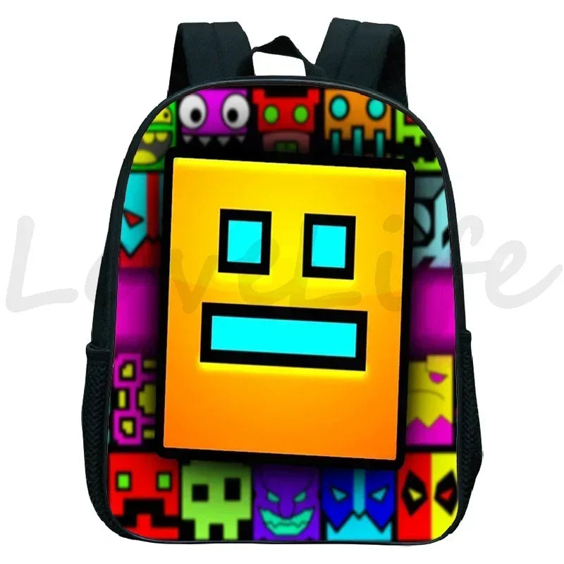 Geometry Dash Kids Backpack - Anime Cartoon School Bag for Boys and Girls