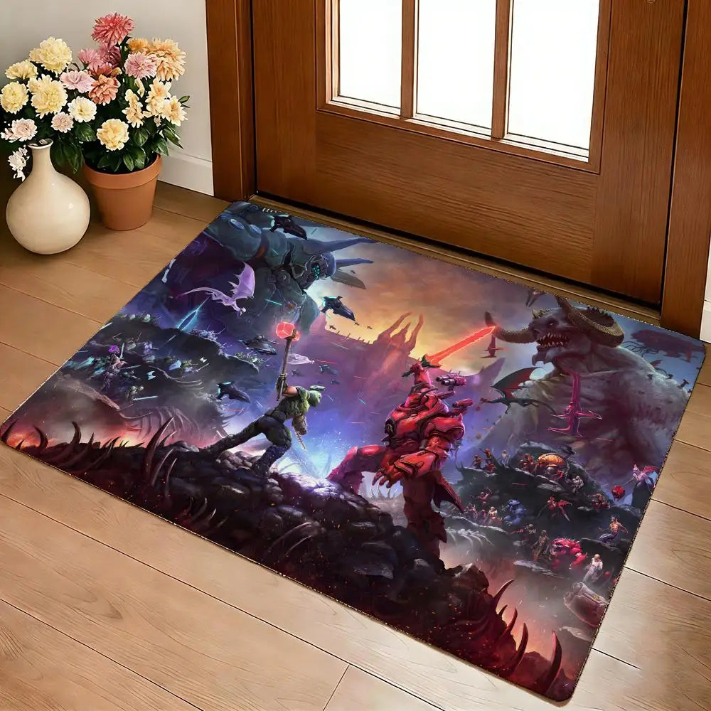 DOOM Battle Arena Gaming Rug - Flannel Non-Slip Floor Mat