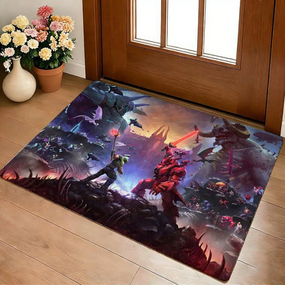 DOOM Battle Arena Gaming Rug - Flannel Non-Slip Floor Mat