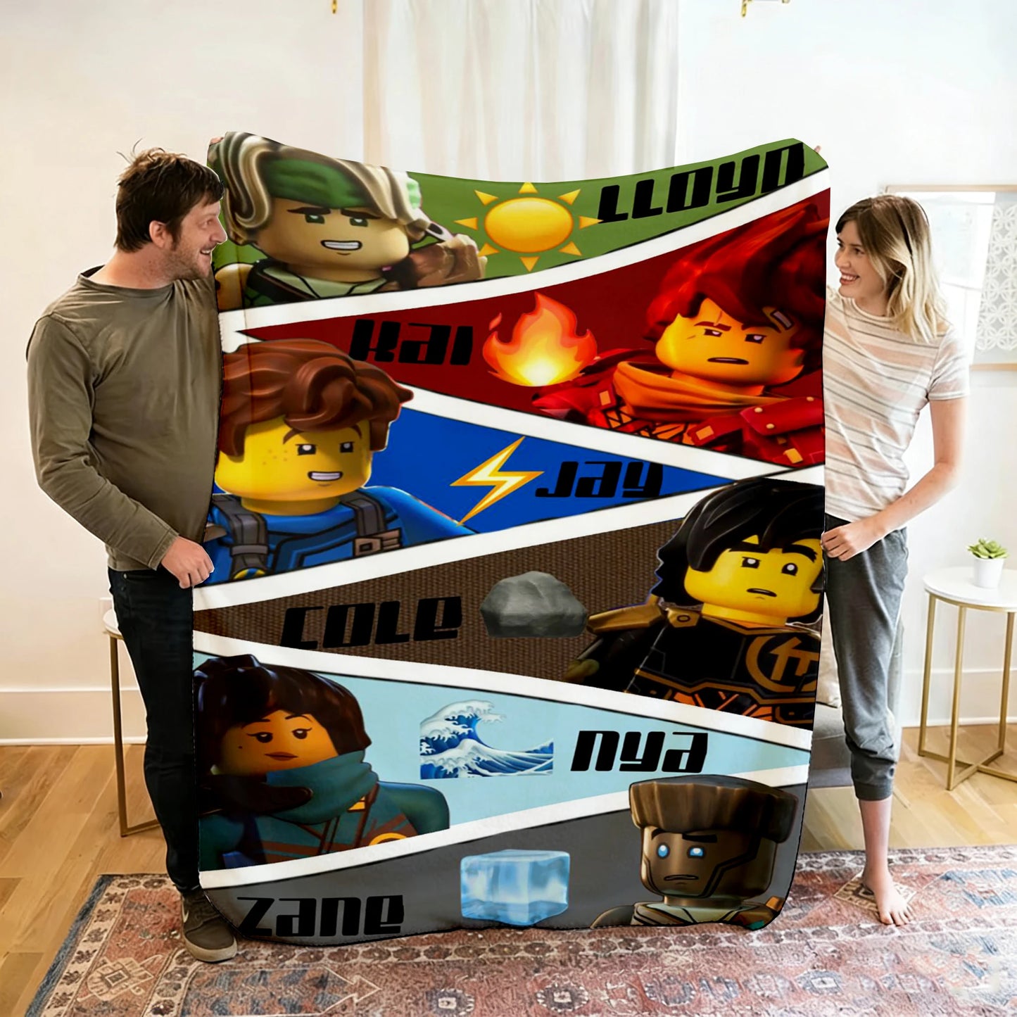 Ninjago Flannel Blanket - Cartoon Anime Throw for Kids, Home, and Travel