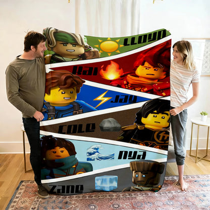 Ninjago Flannel Blanket - Cartoon Anime Throw for Kids, Home, and Travel