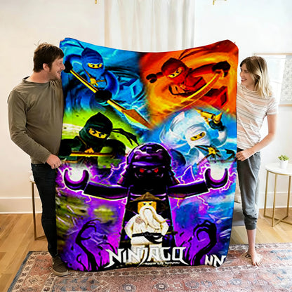 Ninjago Flannel Blanket - Cartoon Anime Throw for Kids, Home, and Travel