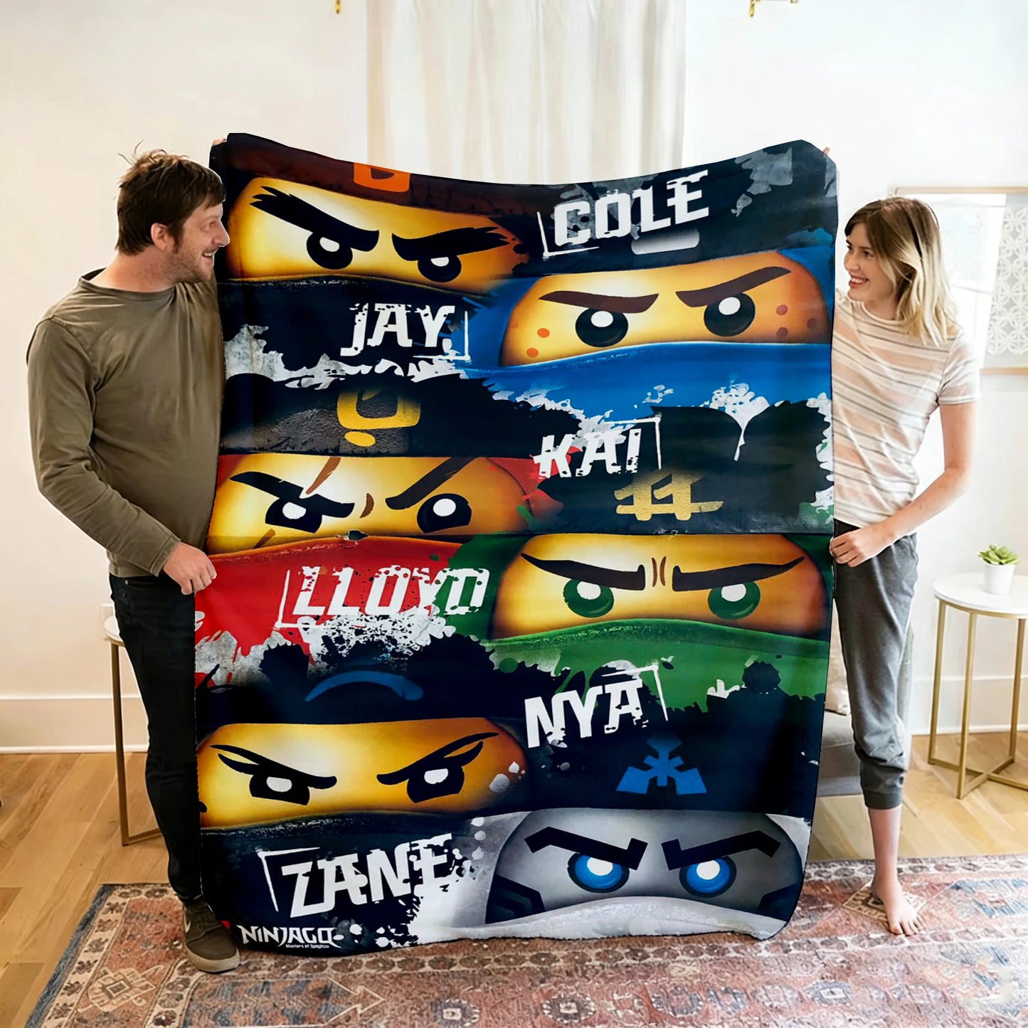 Ninjago Flannel Blanket - Cartoon Anime Throw for Kids, Home, and Travel