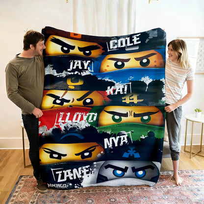 Ninjago Flannel Blanket - Cartoon Anime Throw for Kids, Home, and Travel