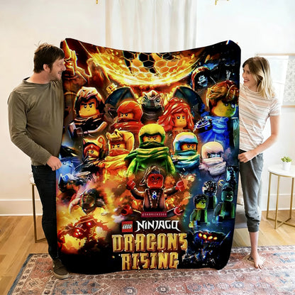 Ninjago Flannel Blanket - Cartoon Anime Throw for Kids, Home, and Travel