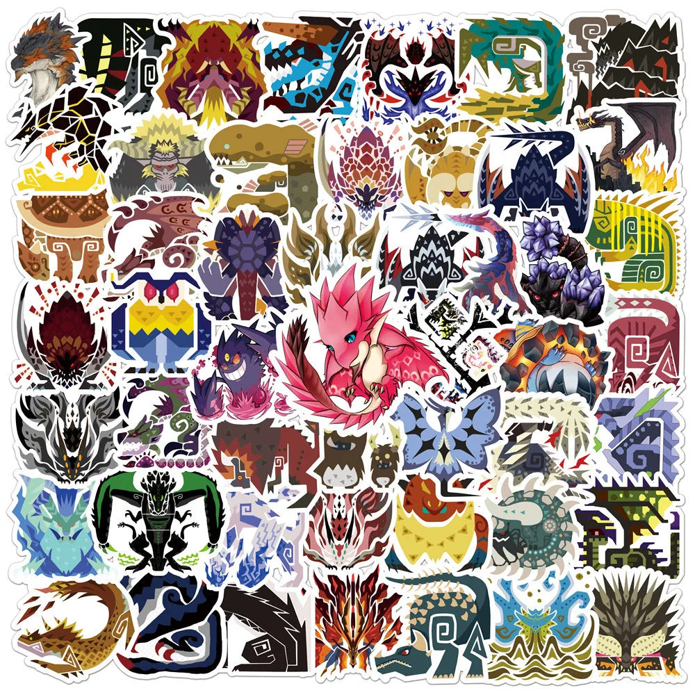 Monster Hunter World Sticker Pack - Waterproof PVC Gaming Stickers for Laptop, Skateboard, Guitar