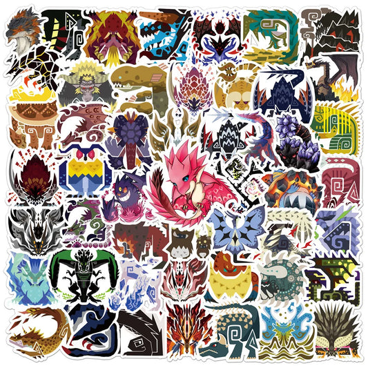 10/30/50/103PCS Pegatinas de Monstruos de Dibujos Animados de Monster Hunter World, Calcomanía de Juego Impermeable, Decoración para Laptop, Guitarra, Bicicleta, Monopatín, Juguete para Niños