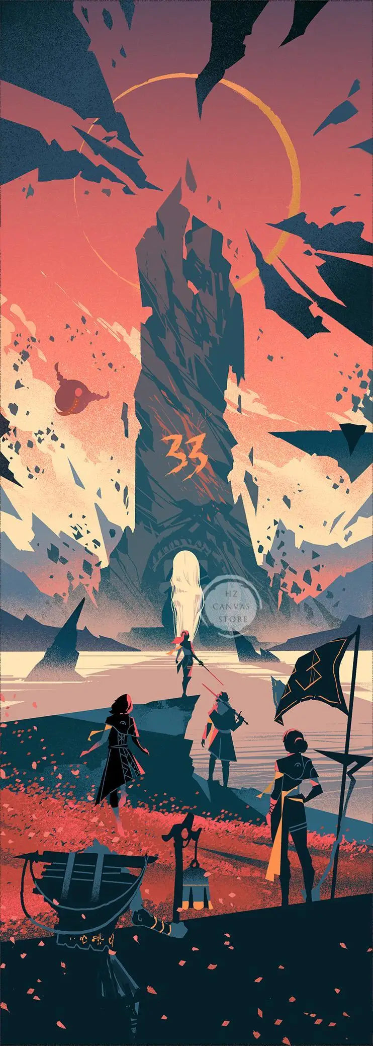 Clair Obscur Expedition 33 Canvas Art Print - Fantasy RPG Gaming Wall Decor, Canvas Only