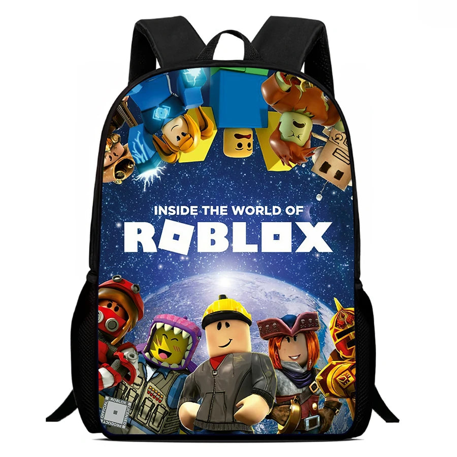 Roblox 15-Inch Kids Backpack - Lightweight Cartoon Print with Adjustable Straps for Boys and Girls