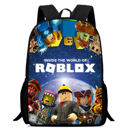 Roblox 15-Inch Kids Backpack - Lightweight Cartoon Print with Adjustable Straps for Boys and Girls