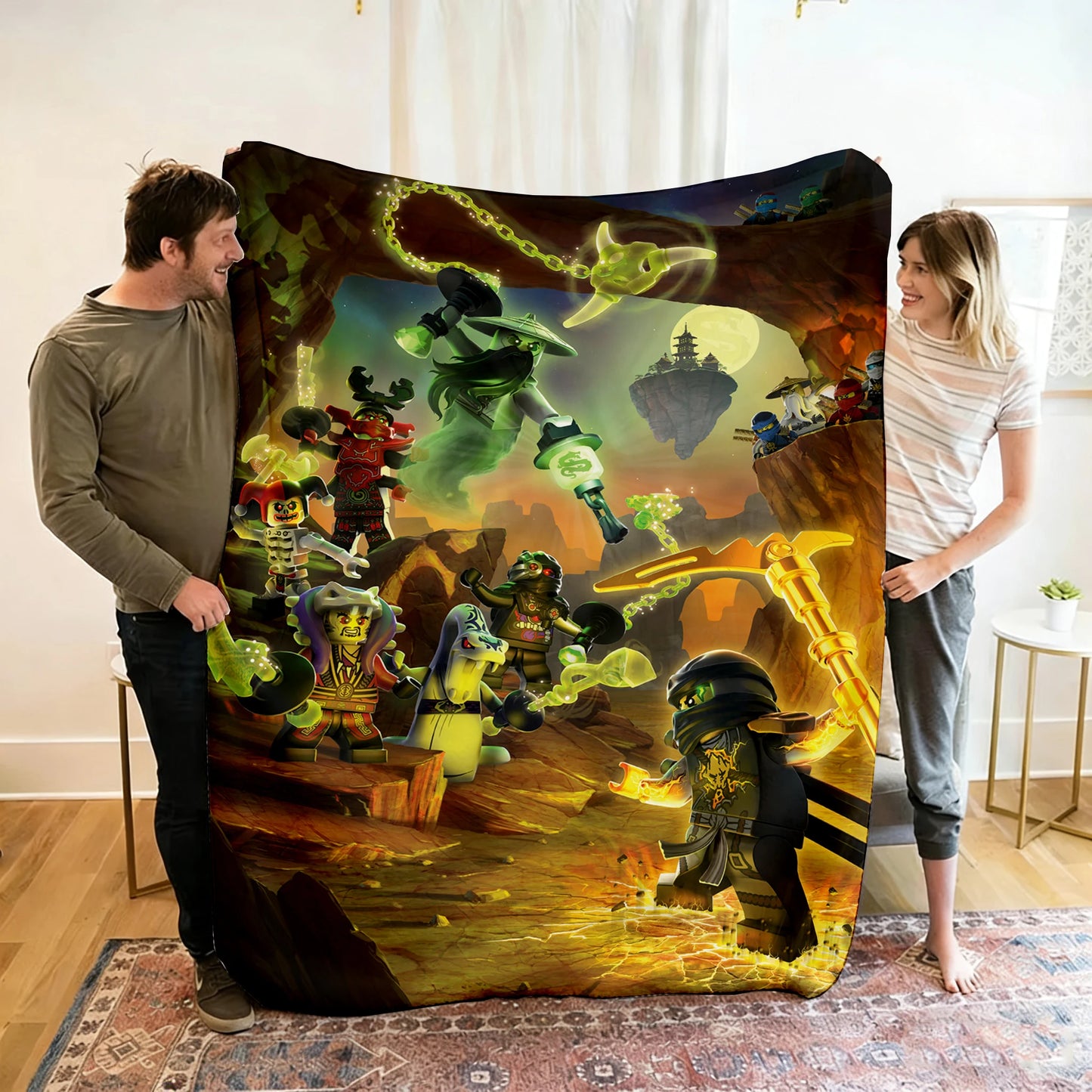 Ninjago Flannel Blanket - Cartoon Anime Throw for Kids, Home, and Travel