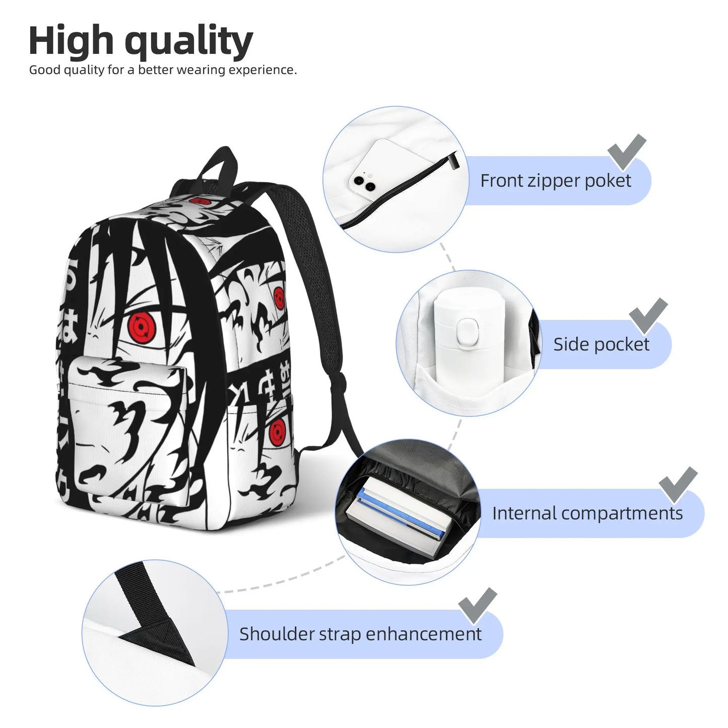 Naruto Anime Retro Backpack - Washable Work and Office Rucksack
