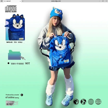 Sonic the Hedgehog Plush Backpack - Large Capacity Anime Schoolbag for Kids