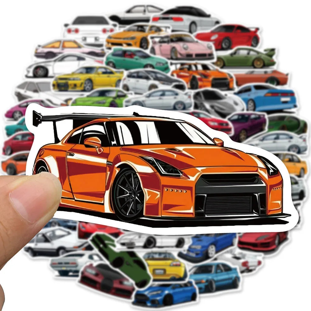 Racing Car JDM Sticker Bomb Pack - Waterproof Vinyl Decals for Skateboard, Bike, and Motorcycle