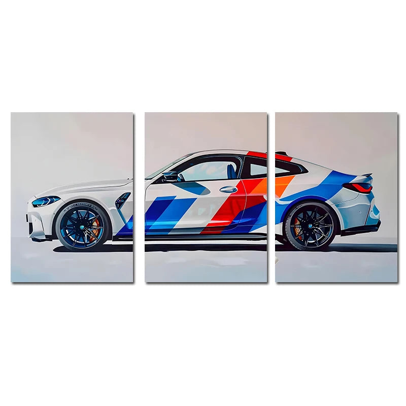 3-Piece Supercar Canvas Wall Art - Sports Car Poster Set for Boys Room