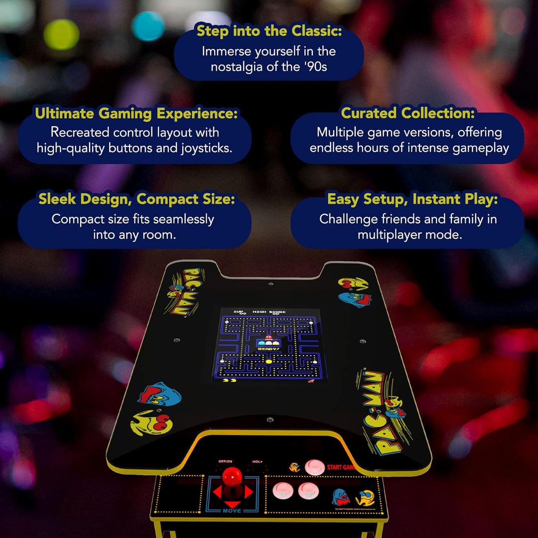 Arcade1Up PAC - MAN Head - to - Head Arcade Table with 12 Games, Multiplayer Control Panel, & 17 - Inch Color LCD Screen, Black Series Edition - Gapo Goods - 