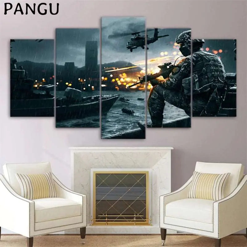 Art Canvas Nordic Poster Print 5 Pieces Battlefield - Gapo Goods - Home Decor