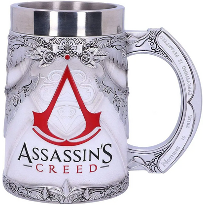 Nemesis Now Video Game Merch Tankard, Hand-Painted Resin Beer Mug, Stainless Steel Removable Insert, Gamer Gifts, 15.5cm - Assassin's Creed The Creed Assassins Creed White Game