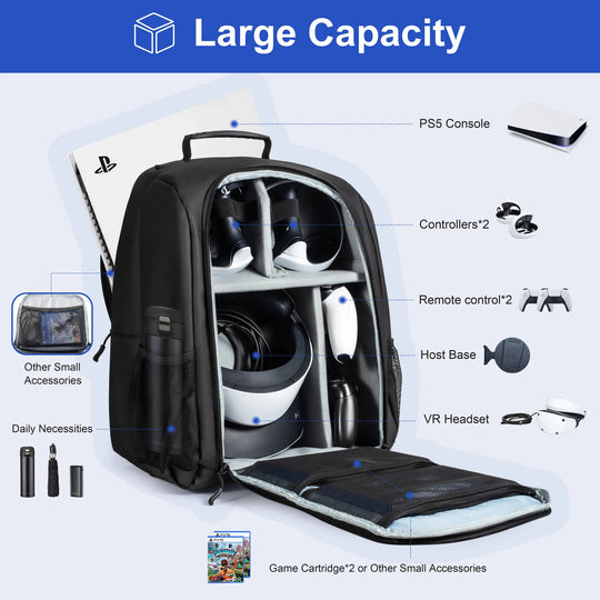 Backpack for Gaming Console, Sony PS5 Accessories, Large - Capacity Travel Carrying Case, Waterproof Storage Bag for PS VR2 - Gapo Goods - Backpack