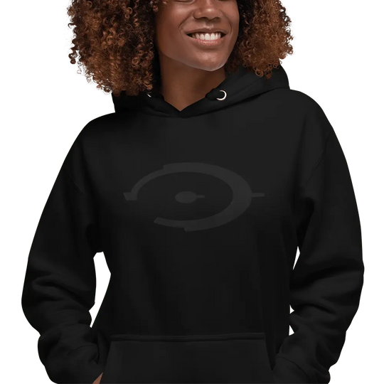 Black on Black Embroidered Logo Unisex Hoodie - Gapo Goods - 