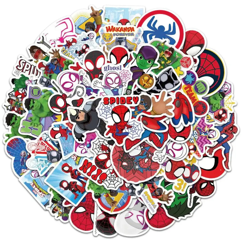 Spiderman Stickers – 50pcs Marvel Cartoon Vinyl Decals | Durable, Colorful Stickers