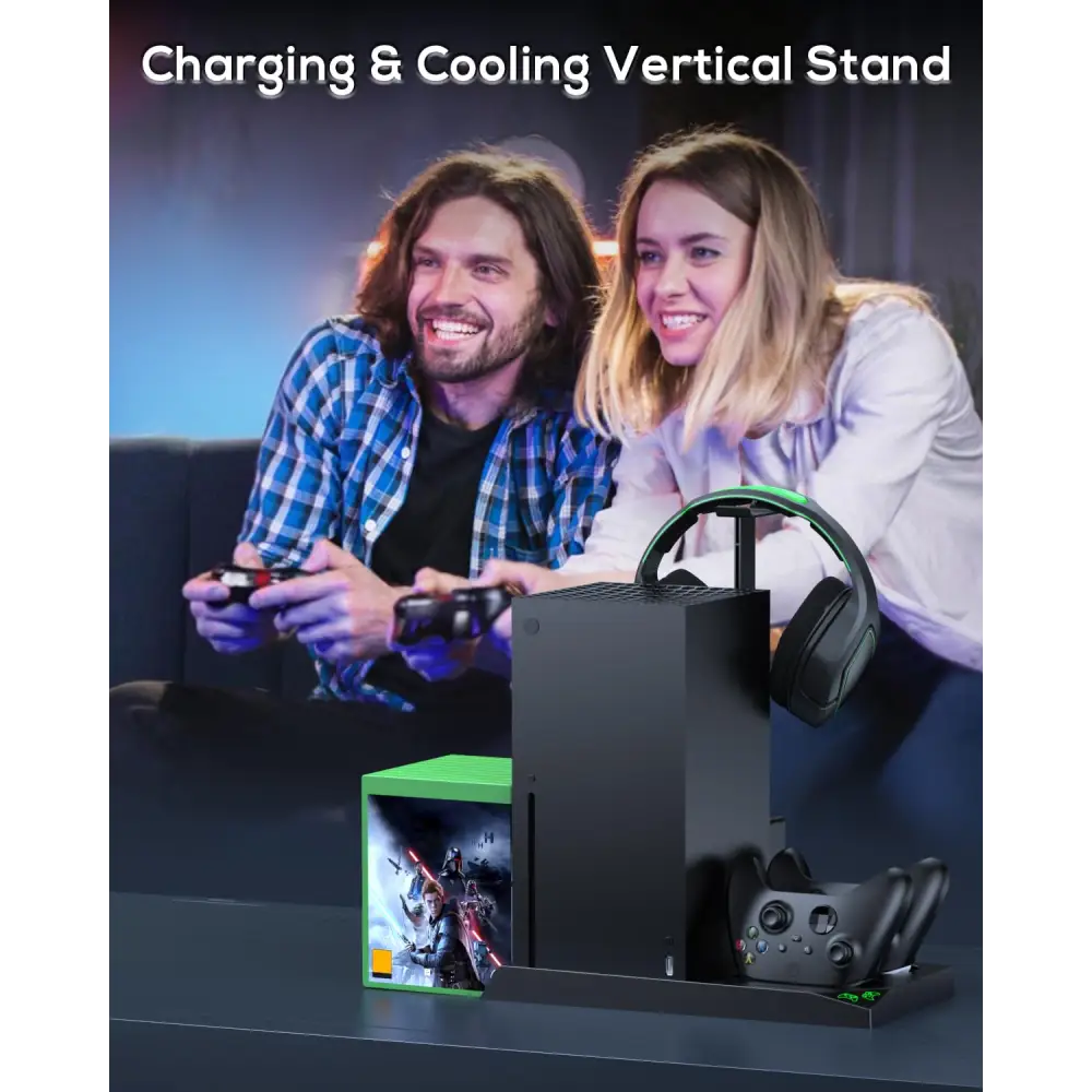 MENEEA Cooling Fan & Charging Stand for Xbox Series X Console & Controller,Vertical Cooler System Dual Charger Station Dock Accessories with 2 x 1400mAh Rechargeable Battery for Xbox Series X