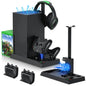 MENEEA Cooling Fan & Charging Stand for Xbox Series X Console & Controller,Vertical Cooler System Dual Charger Station Dock Accessories with 2 x 1400mAh Rechargeable Battery for Xbox Series X
