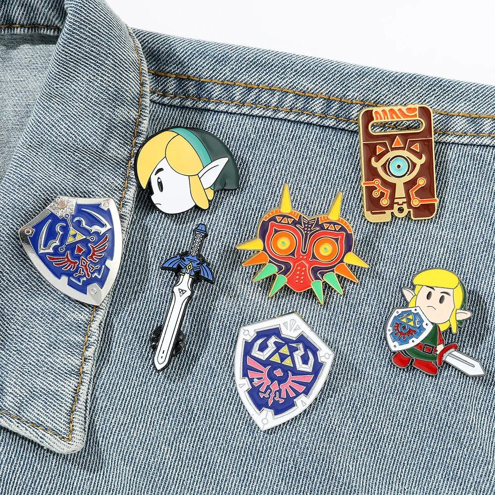 Classic Zelda Enamel Brooch Link Sword Lynel Shield Lapel Badge Pins - Gapo Goods - 