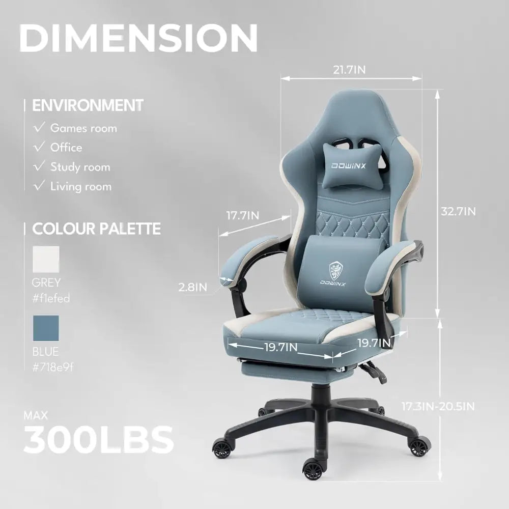 Gaming Chair Breathable Fabric - Ergonomic Seat with Lumbar Support & Massage Gel Pad Gaming Accessories
