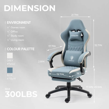 Gaming Chair Breathable Fabric - Ergonomic Seat with Lumbar Support & Massage Gel Pad Gaming Accessories