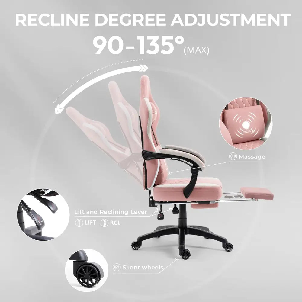 Gaming Chair Breathable Fabric - Ergonomic Seat with Lumbar Support & Massage Gel Pad Gaming Accessories