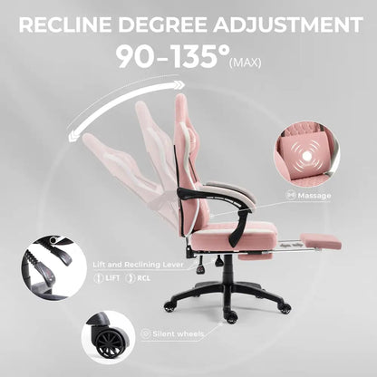 Gaming Chair Breathable Fabric - Ergonomic Seat with Lumbar Support & Massage Gel Pad Gaming Accessories