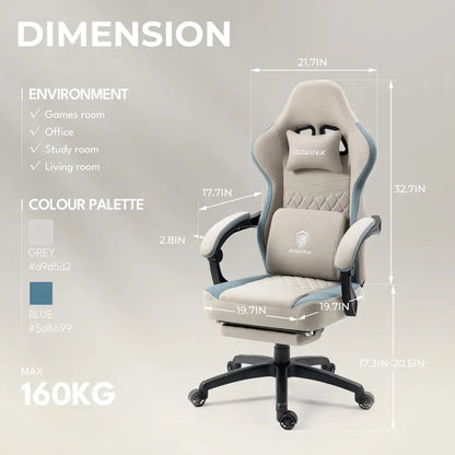 Gaming Chair Breathable Fabric - Ergonomic Seat with Lumbar Support & Massage Gel Pad Gaming Accessories