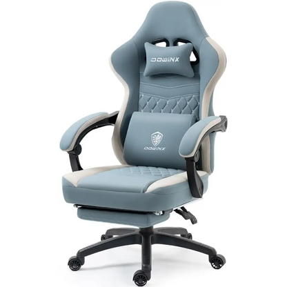 Gaming Chair Breathable Fabric - Ergonomic Seat with Lumbar Support & Massage Gel Pad Blue Gaming Accessories