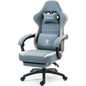 Gaming Chair Breathable Fabric - Ergonomic Seat with Lumbar Support & Massage Gel Pad Blue Gaming Accessories