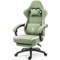 Gaming Chair Breathable Fabric - Ergonomic Seat with Lumbar Support & Massage Gel Pad Green Gaming Accessories