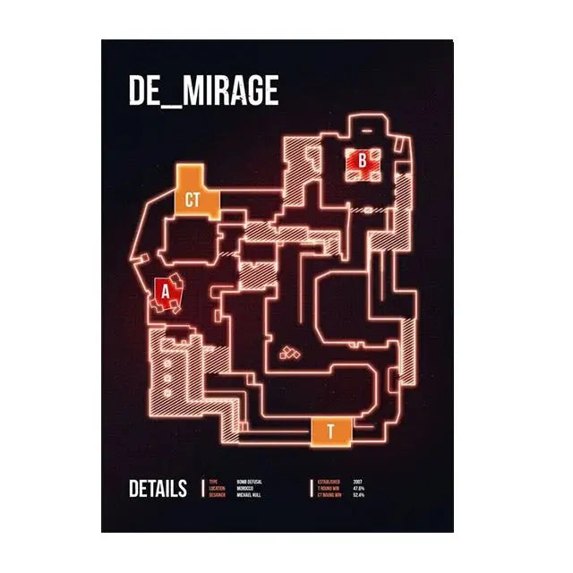 Counter - Strike Legends: CS GO Map Art Prints for Gamers - Gapo Goods - 