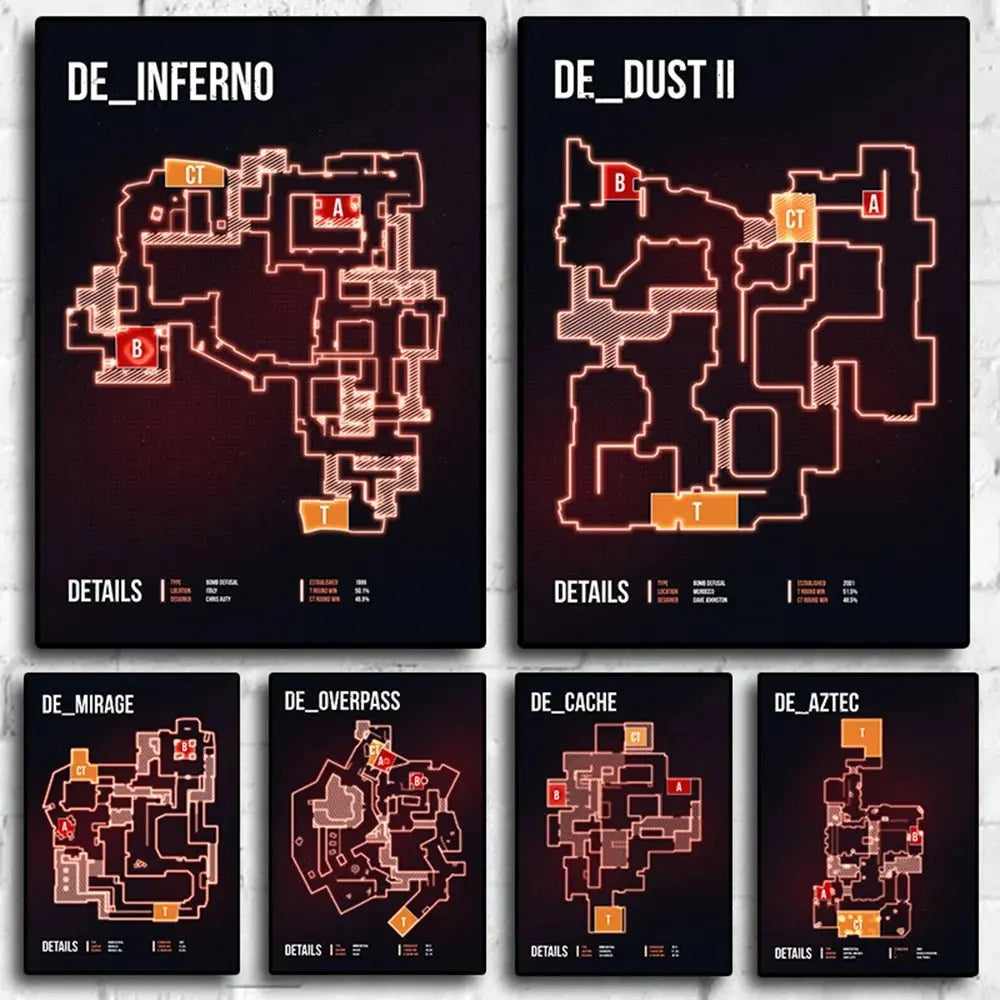 Counter - Strike Legends: CS GO Map Art Prints for Gamers - Gapo Goods - 