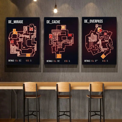 Counter - Strike Legends: CS GO Map Art Prints for Gamers - Gapo Goods - 