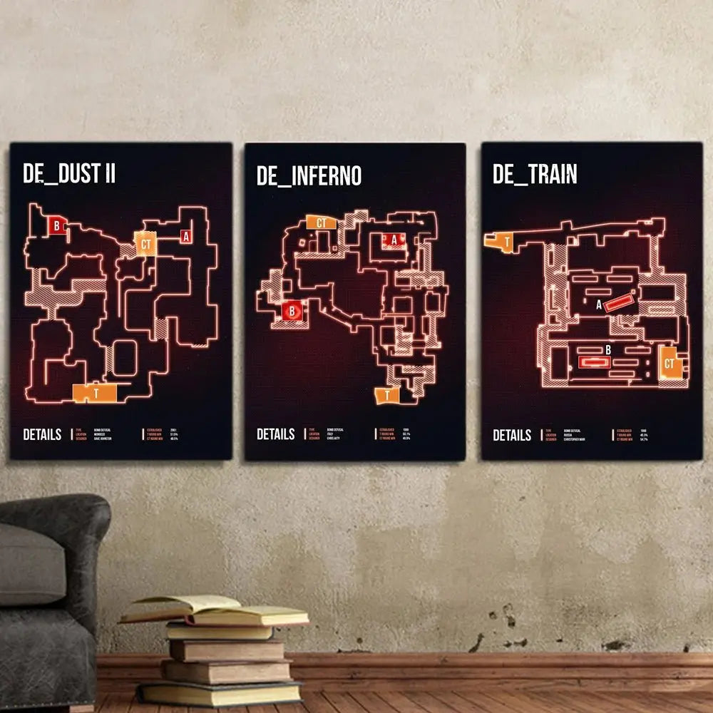 Counter - Strike Legends: CS GO Map Art Prints for Gamers - Gapo Goods - 
