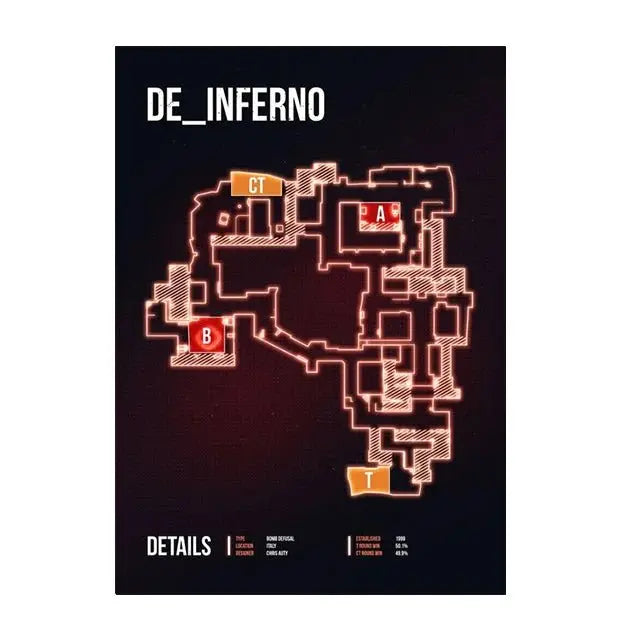 Counter - Strike Legends: CS GO Map Art Prints for Gamers - Gapo Goods - 