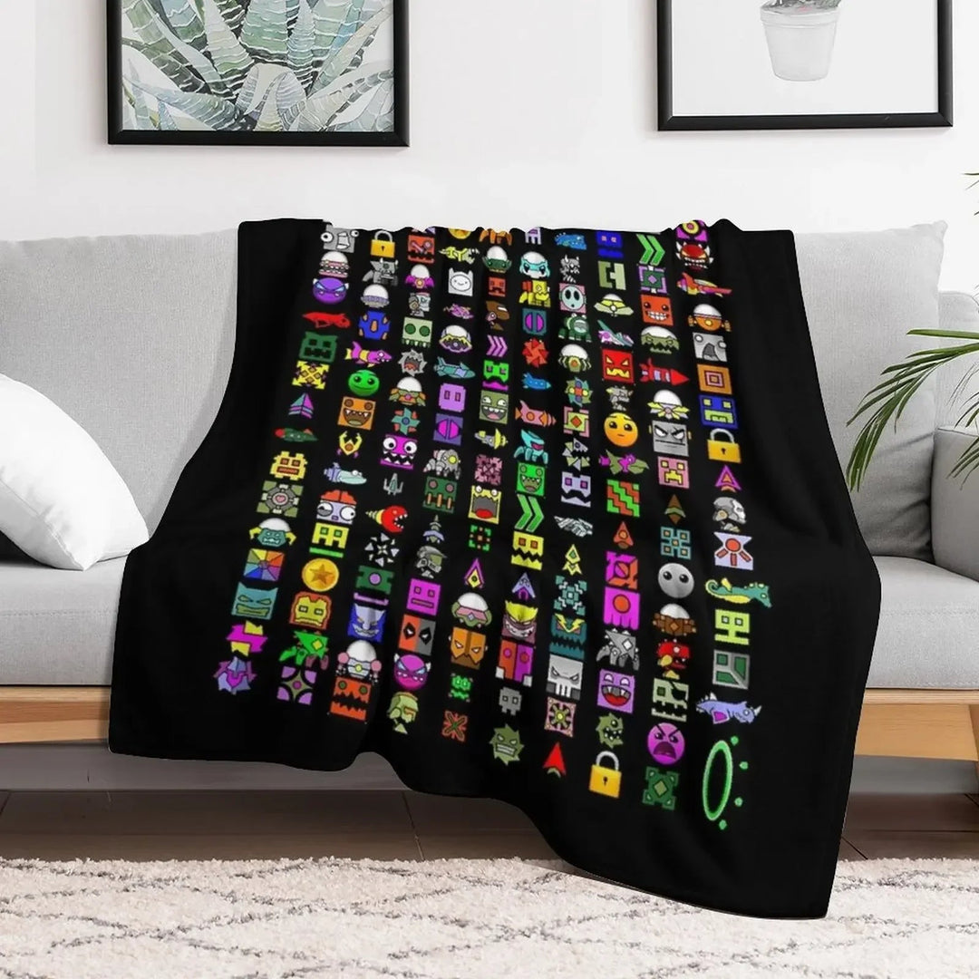 Cozy Geometry Dash Winter Throw Blanket - Gapo Goods - 