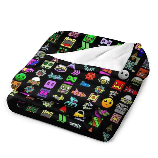 Cozy Geometry Dash Winter Throw Blanket - Gapo Goods - 