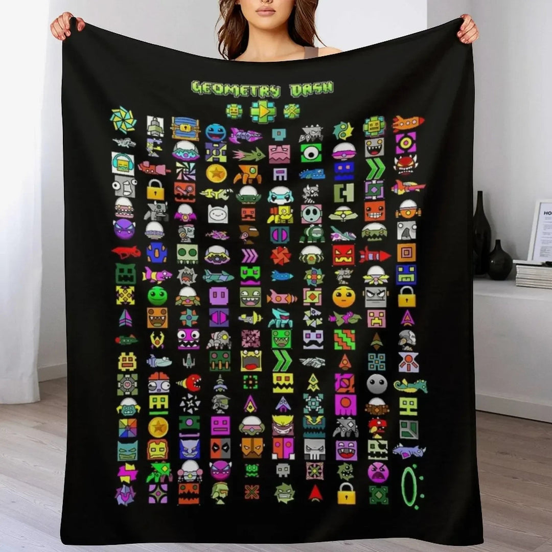 Cozy Geometry Dash Winter Throw Blanket - Gapo Goods - 