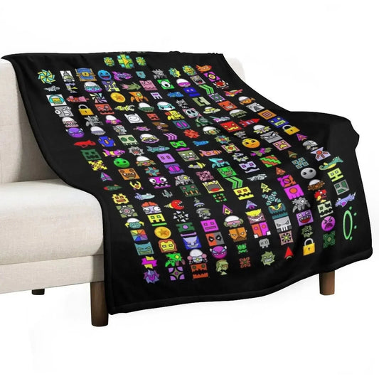 Cozy Geometry Dash Winter Throw Blanket - Gapo Goods - 