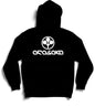 Black hoodie featuring Arasaka logo from Cyberpunk 2077, highlighting futuristic gaming merchandise style.