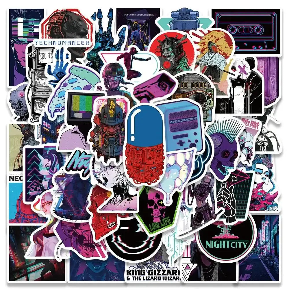 Cyberpunk Stickers – Cartoon Sticker Pack With Durable Vinyl & Vibrant Art Stickers