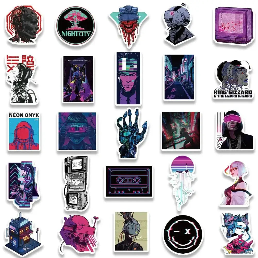 Cyberpunk Stickers – Cartoon Sticker Pack With Durable Vinyl & Vibrant Art Stickers