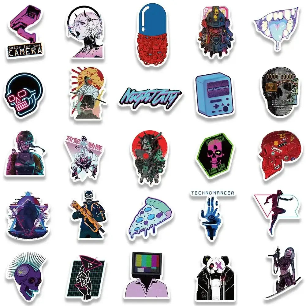 Cyberpunk Stickers – Cartoon Sticker Pack With Durable Vinyl & Vibrant Art Stickers
