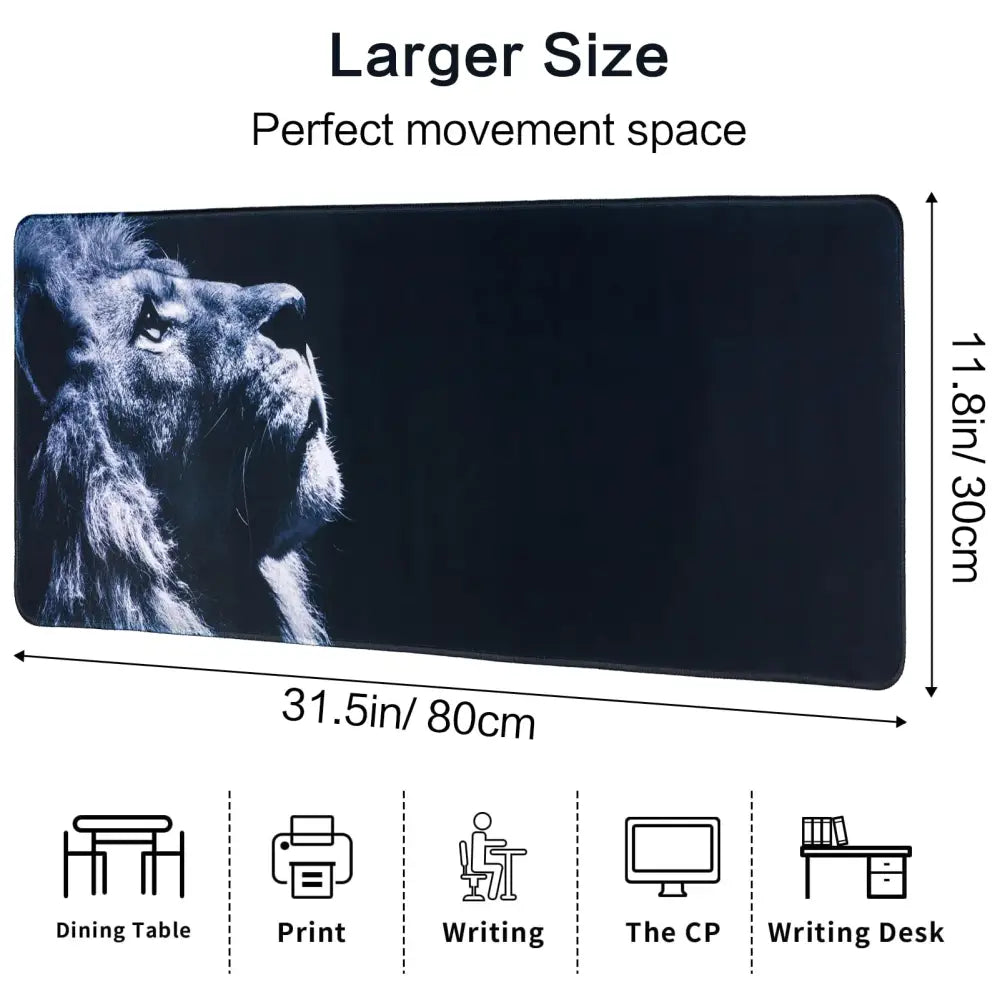 Gaming Mouse Pad Large 31.5 x 11.8in Topographic Keyboard Mousepad for Non-Slip Base and Stitched Edge, Extended Desk Pad XL Desk Mat (Black)